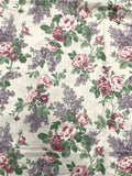 1 7/8 YD Poly/Cotton - Off White with Lilacs and Pink Roses