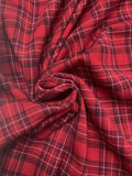 4 YD Poly Blend Stretch Yarn-Dyed Plaid Twill - Red, Pink, Black and Metallic Gold Lurex