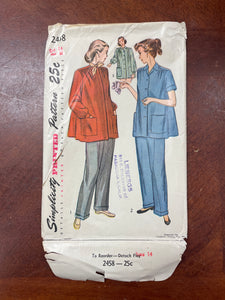 1948 Simplicity 2458 Sewing Pattern - Maternity Top and Pants