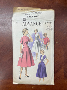 1950's Advance 5749 Sewing Pattern - Blouse and Skirt FACTORY FOLDED