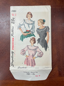 1948 Simplicity 2483 Sewing Pattern - Blouse