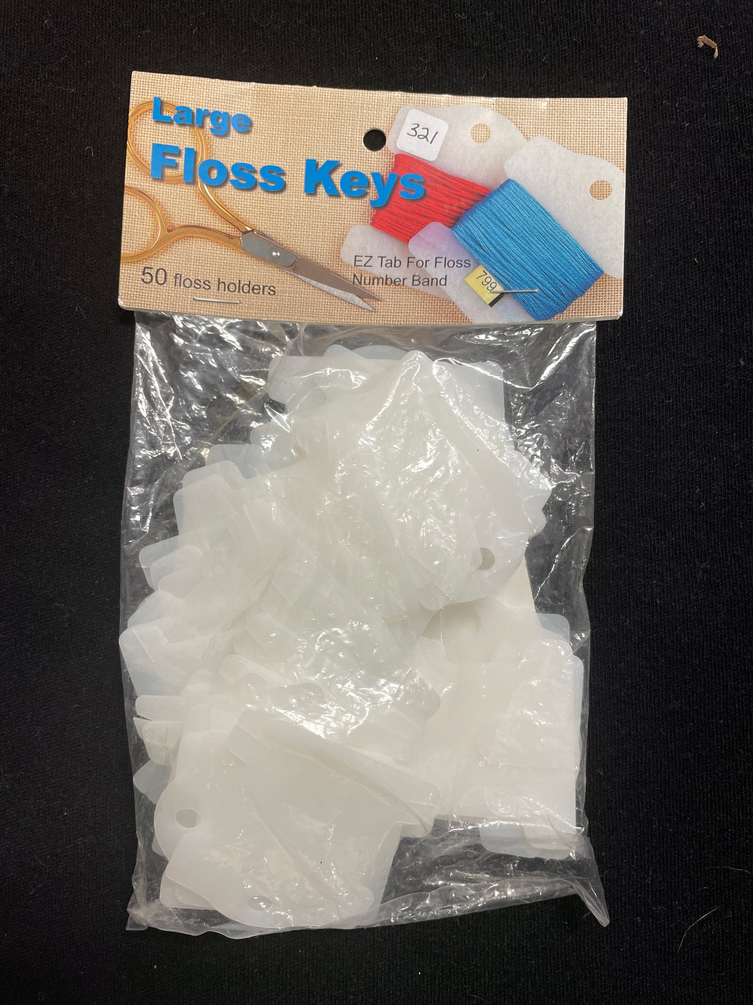 Embroidery Floss Keys Large - Pack of 50 Bobbins and Stickers