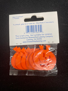 Buttons Plastic Set of 6 Vintage - Bright Orange Jack-O-Lanterns