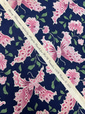 2000 Quilting Cotton Vintage - Navy Blue with Pink Butterflies