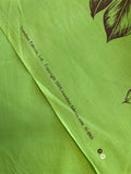 2009 3 YD Poly Cotton - Bright Green with Pale Yellow Hibiscus and Brown Leaf Border