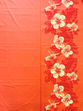 2009 Poly Cotton - Bright Orange with Yellow Hibiscus and Orange Leaf Border