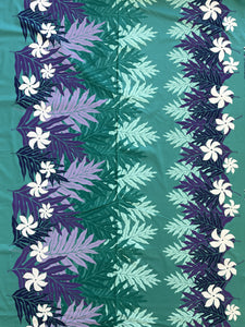 2004 Poly Cotton - Teal with Large Flowers and Leaves