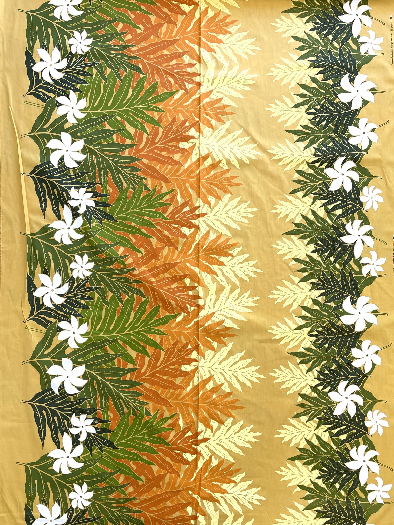 2004 Poly Cotton - Golden Yellow with Large Flowers and Leaves