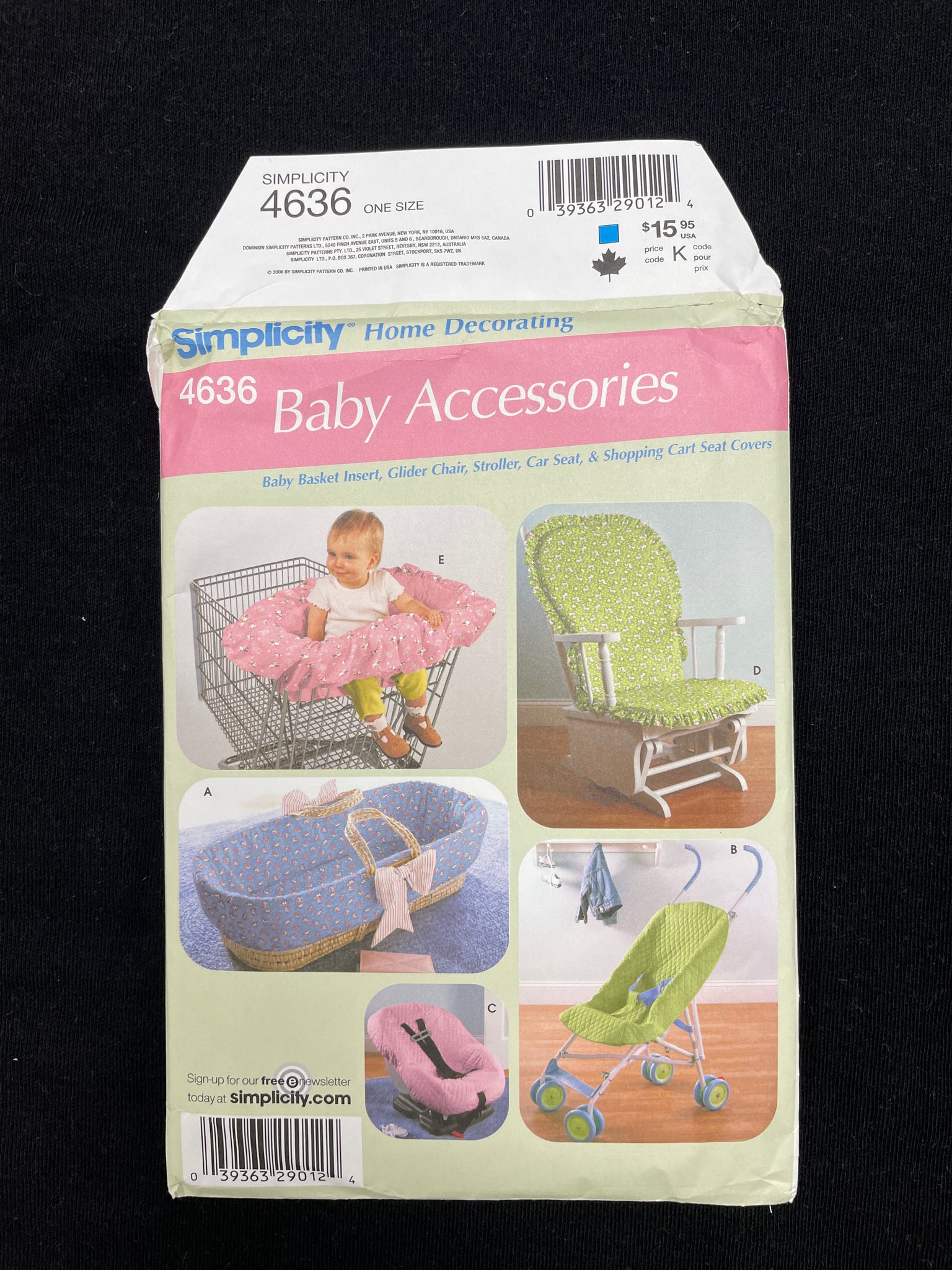 2006 Simplicity 4636 Pattern: Baby Accessories