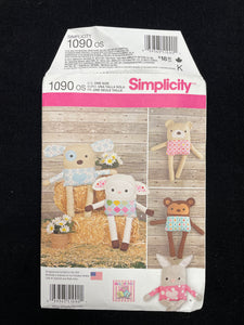 2015 Simplicity 1090 Pattern: Stuffed Animals FACTORY FOLDED