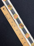 Cotton Blend Ribbon Trim-by-the-Yard Vintage -Off White with Mesh Center and Peach and Brown Flowers