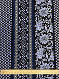 Cotton Wax Print - Black, White and Periwinkle