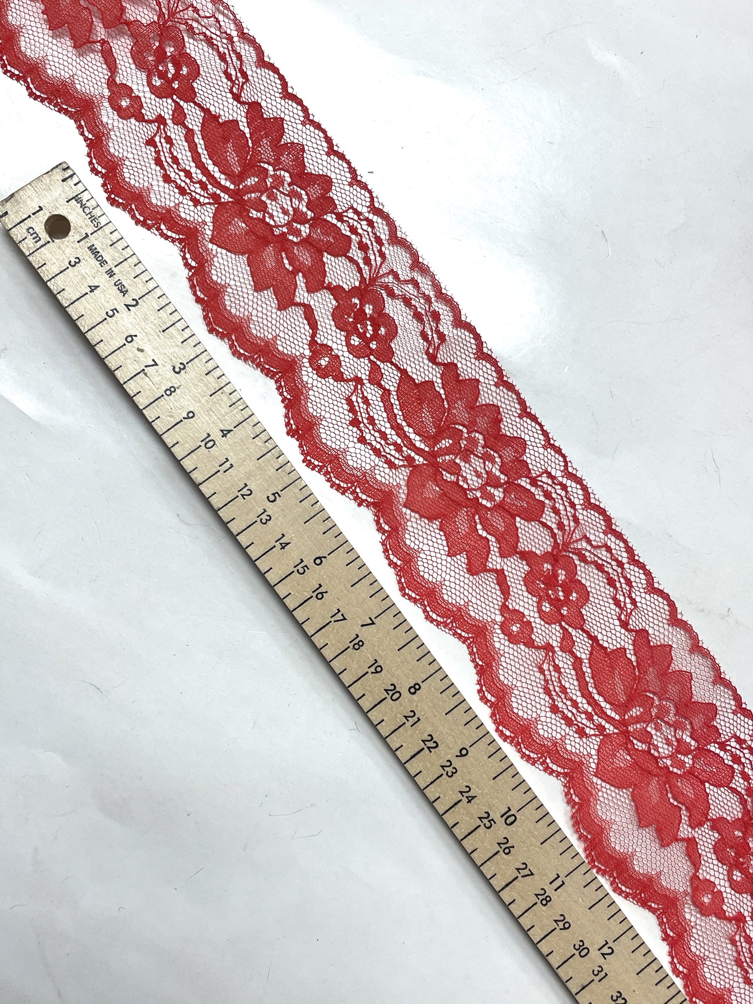 Polyester Lace Trim By-the-Yard Vintage - Red