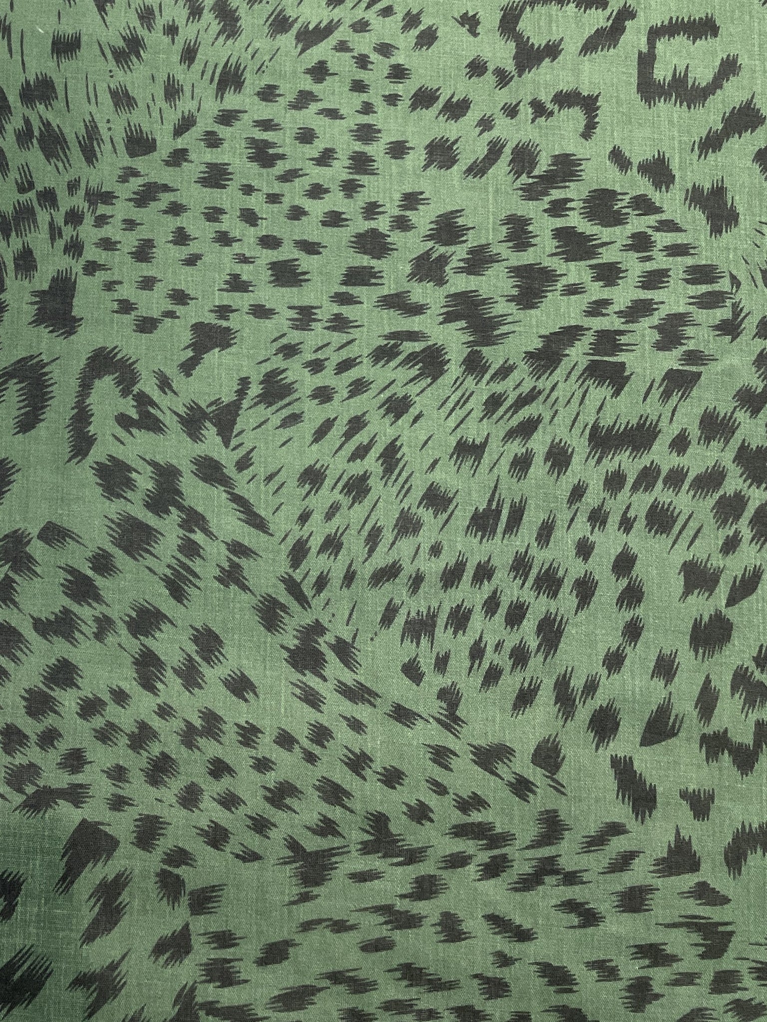 Cotton/Poly Vintage - Green with Black Leopard and Cheetah