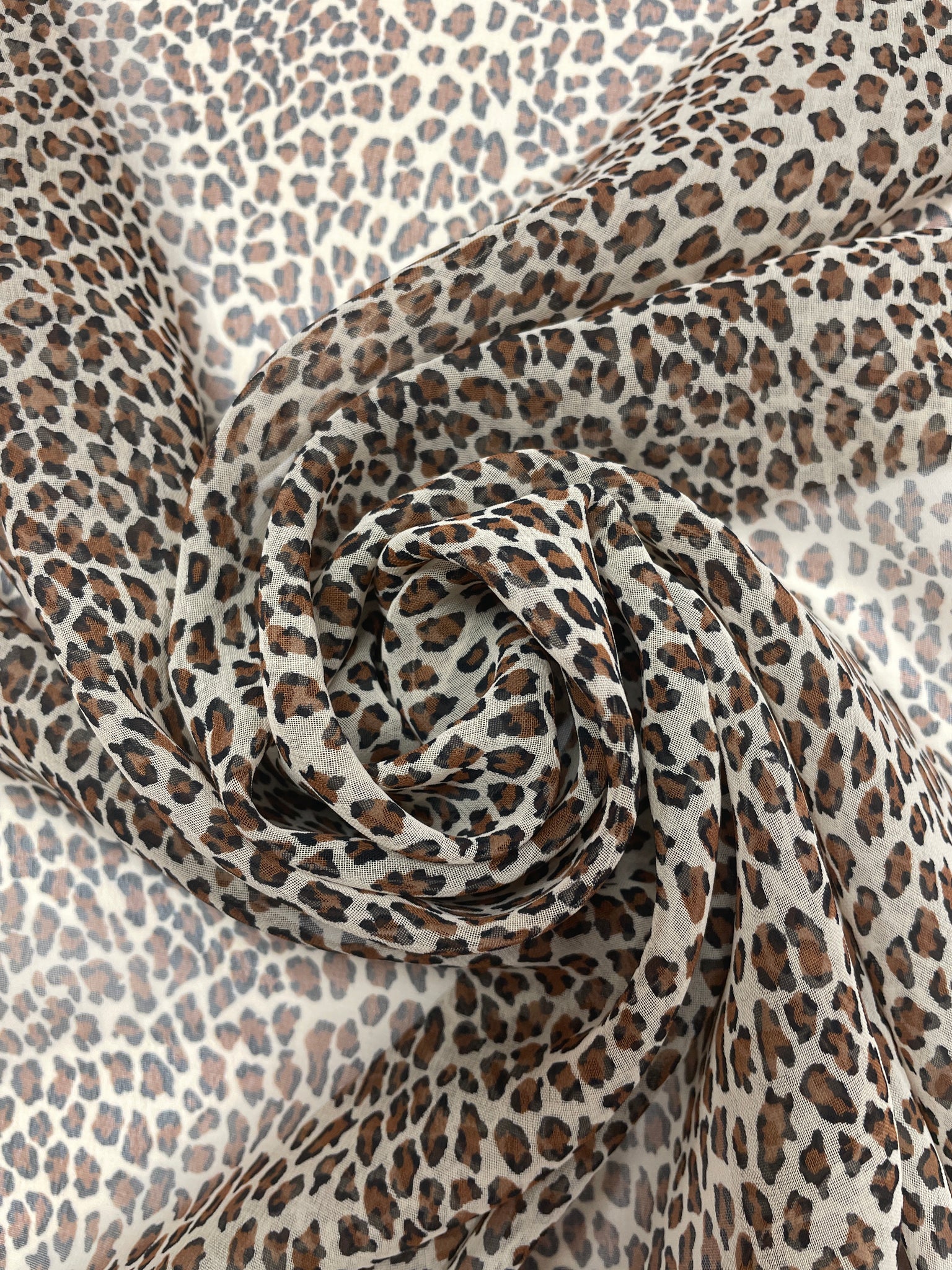 Polyester Chiffon Vintage - Tan and Black Leopard Print