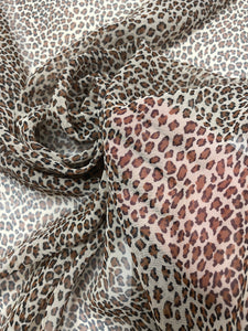 Polyester Chiffon Vintage - Tan and Black Leopard Print