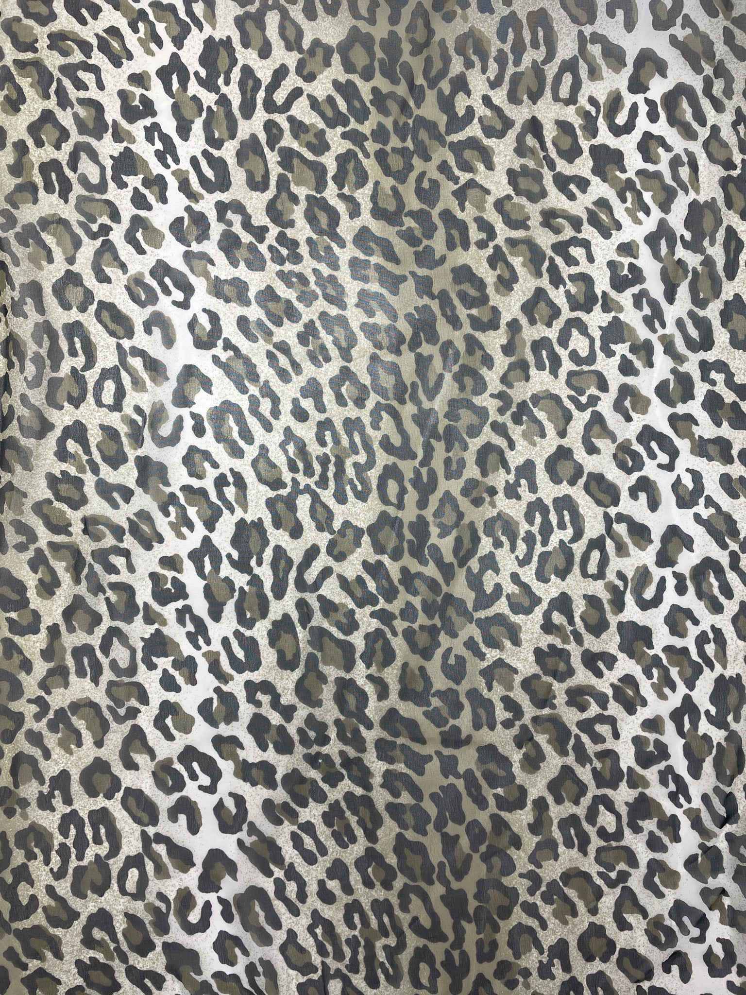 1989 Poly Chiffon Vintage - Khaki and Black Leopard Print