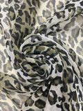 1989 Poly Chiffon Vintage - Khaki and Black Leopard Print