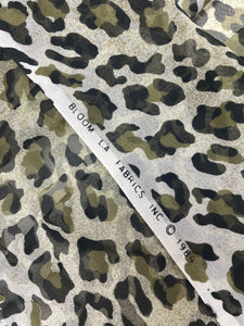 1989 Poly Chiffon Vintage - Khaki and Black Leopard Print