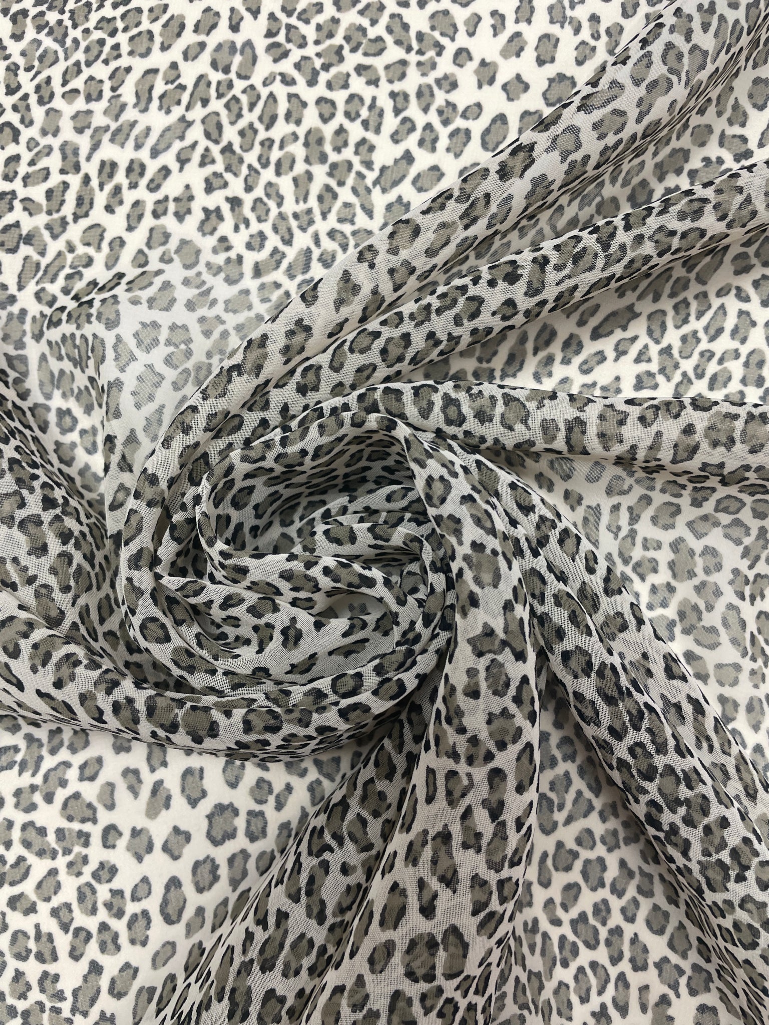 1989 Polyester Chiffon Vintage - Khaki and Black Leopard Print