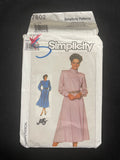 1986 Simplicity 7802 Sewing Pattern - Dress FACTORY FOLDED