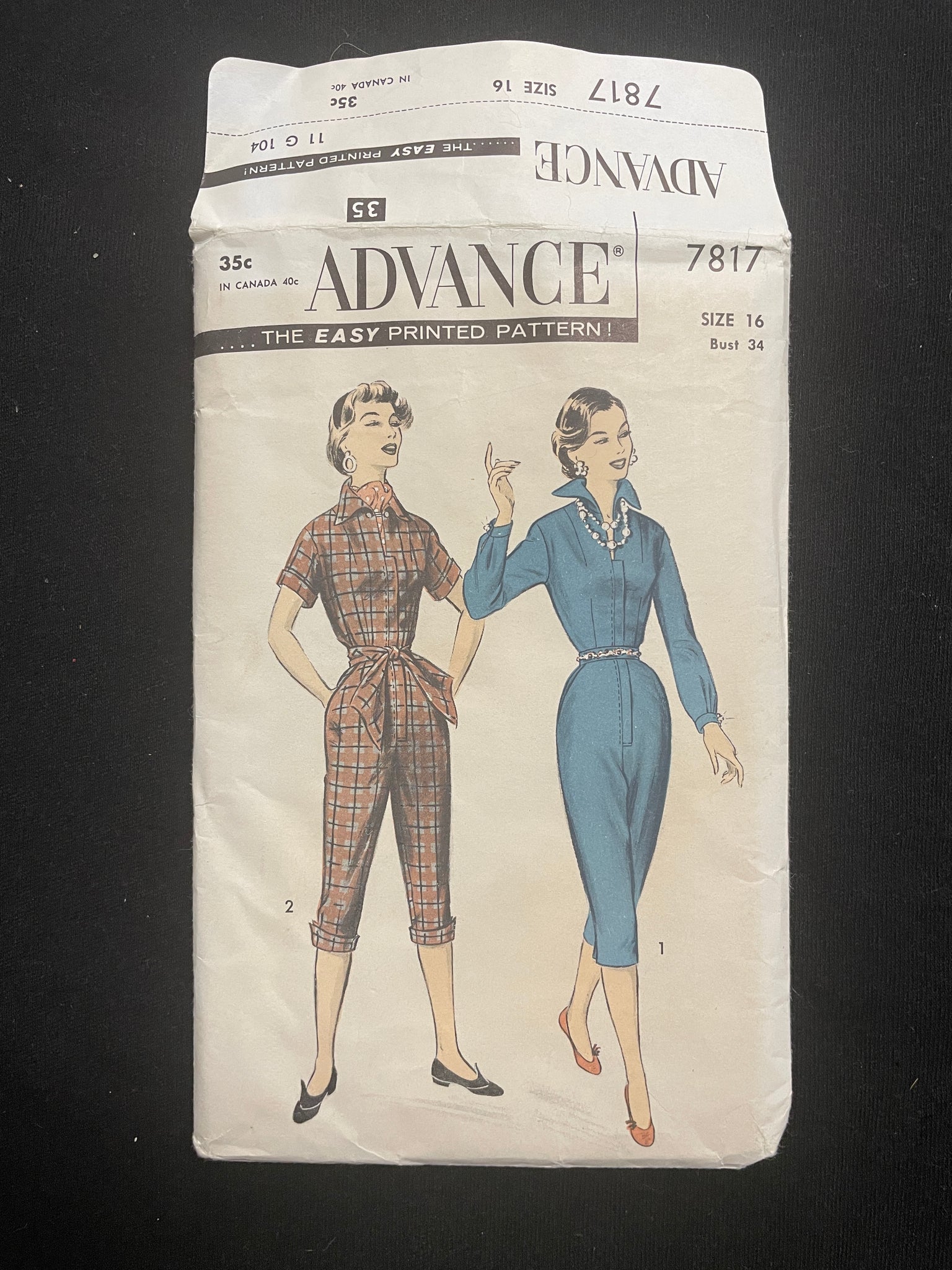 1950's Advance 7817 Sewing Pattern - Jumpsuit FACTORY FOLDED