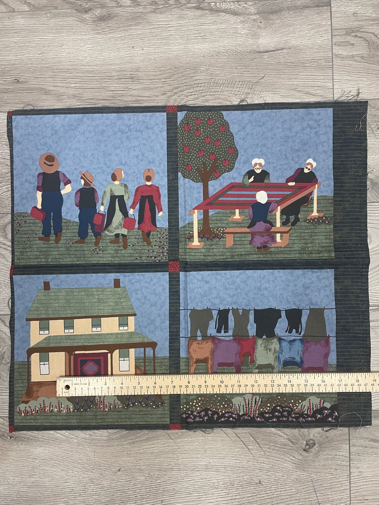 1/2 YD Quilting Cotton Panel Remnant - Amish Scenes