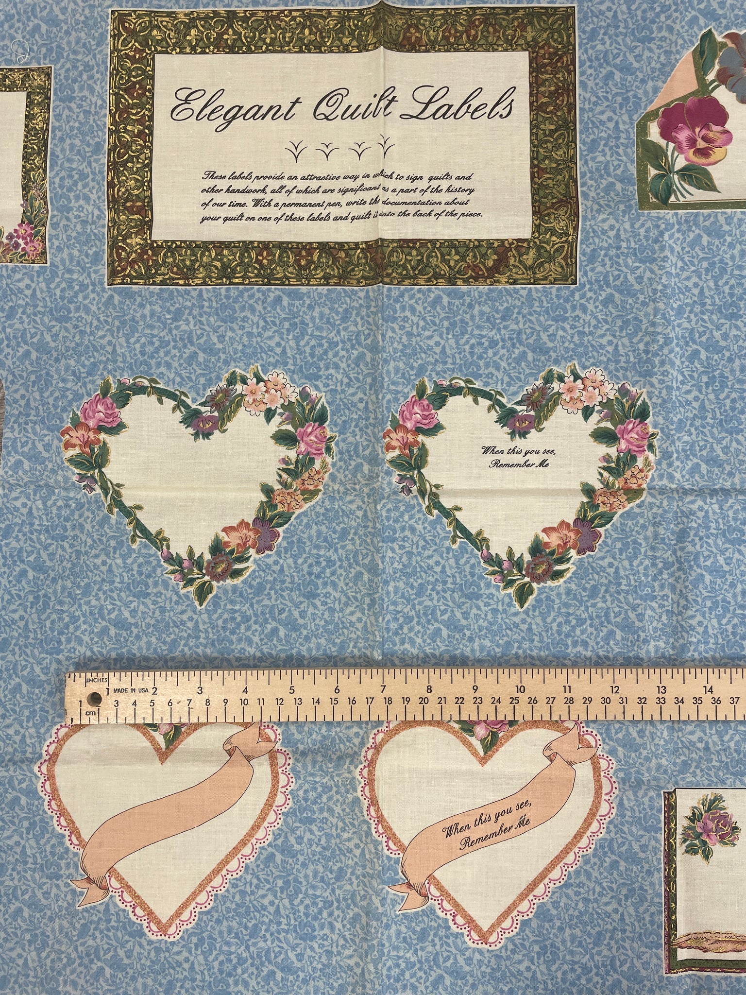 2/3 YD Quilting Cotton Panel Remnant - Quilt Labels