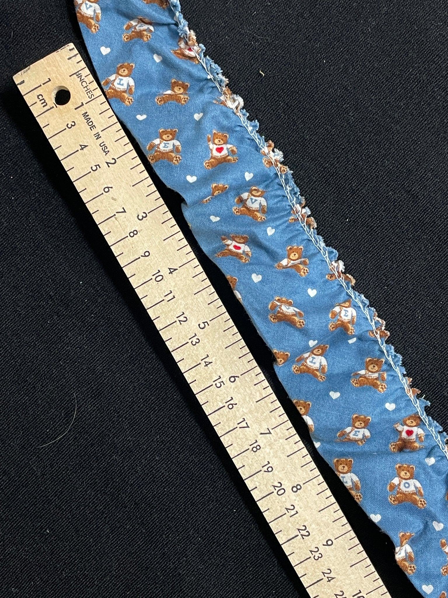 Cotton/Poly Ruffled Trim Vintage- Blue with Teddy Bears