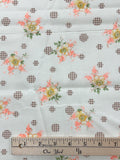 2 2/3 YD Poly/Cotton Batiste Vintage - Off White with Flowers and Gingham Polka Dots