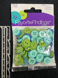 Buttons Plastic Bundle of 130 - Green, Aqua and Blue