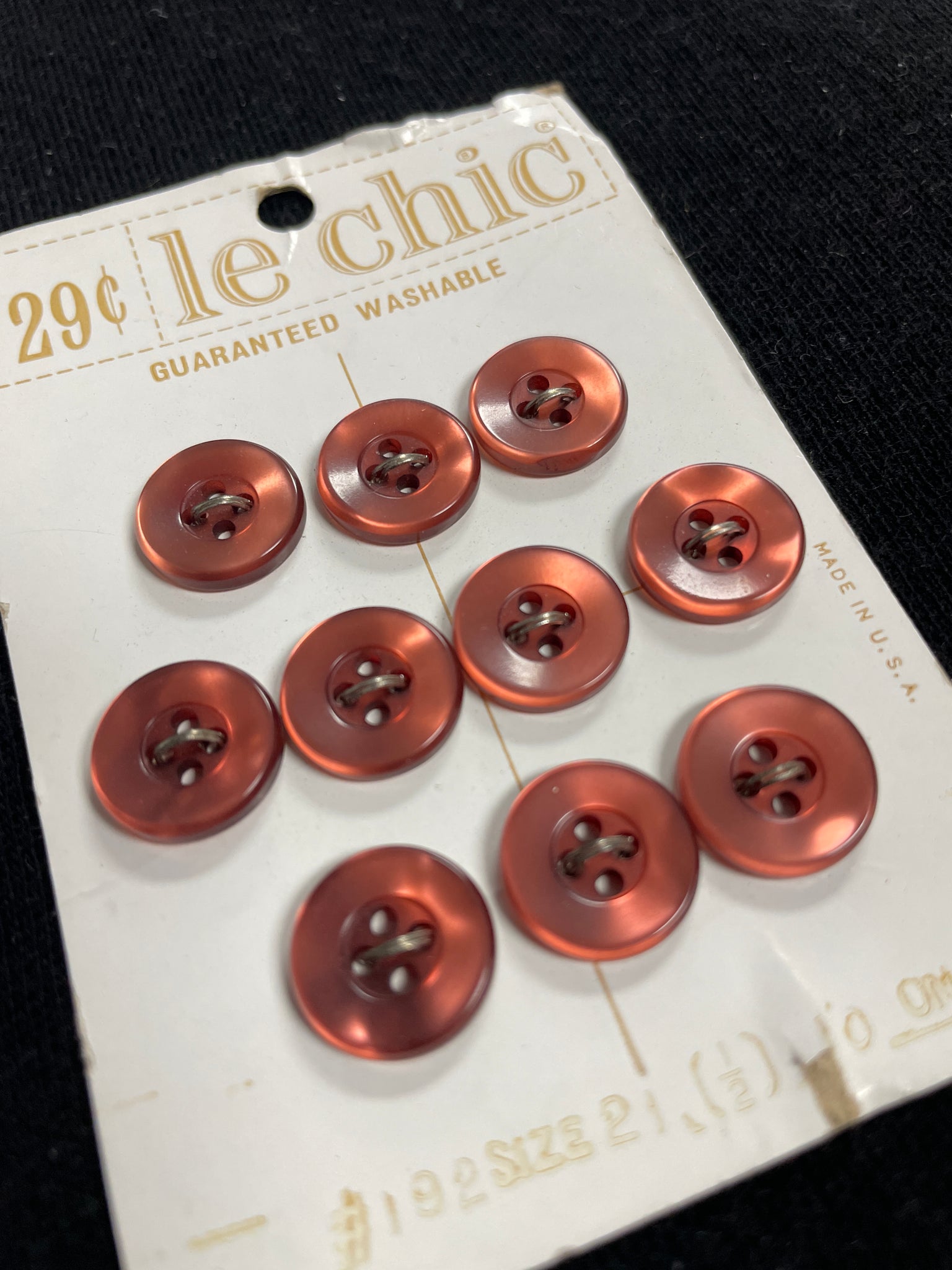 Button Plastic Set of 10 Vintage - Pearlescent Copper Brown