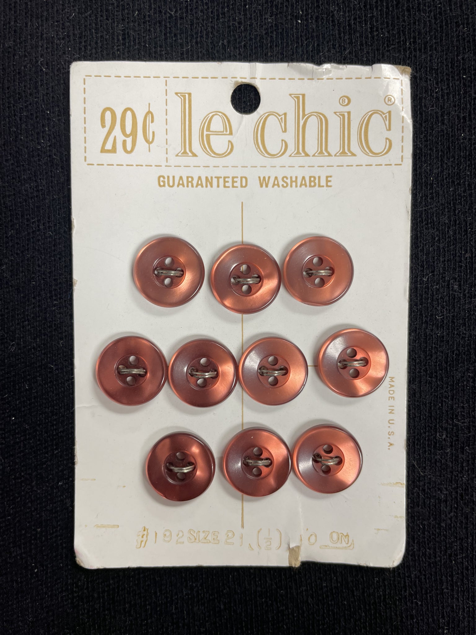 Button Plastic Set of 10 Vintage - Pearlescent Copper Brown