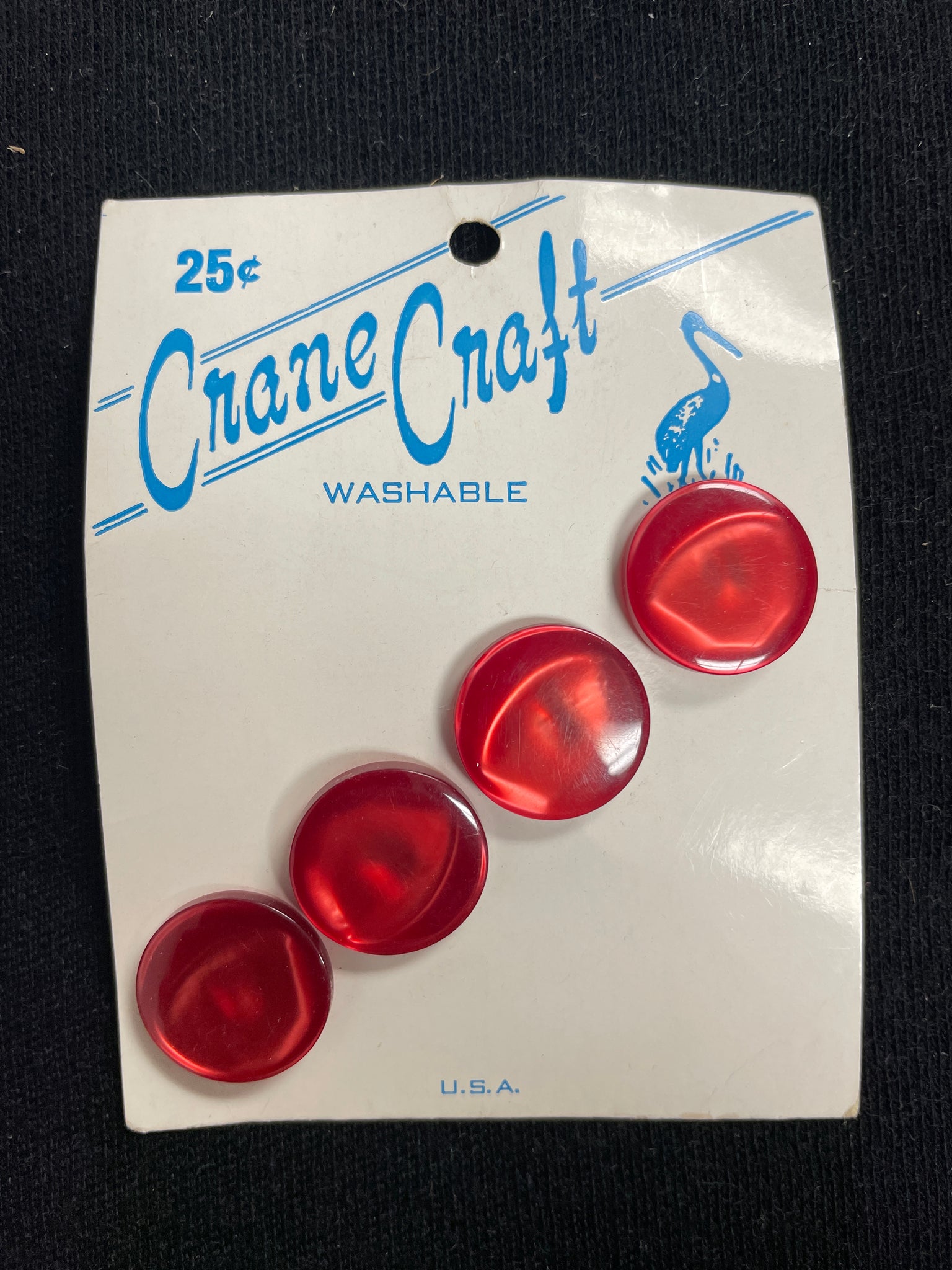 Buttons Plastic Set of 4 Vintage - Pearlescent Red