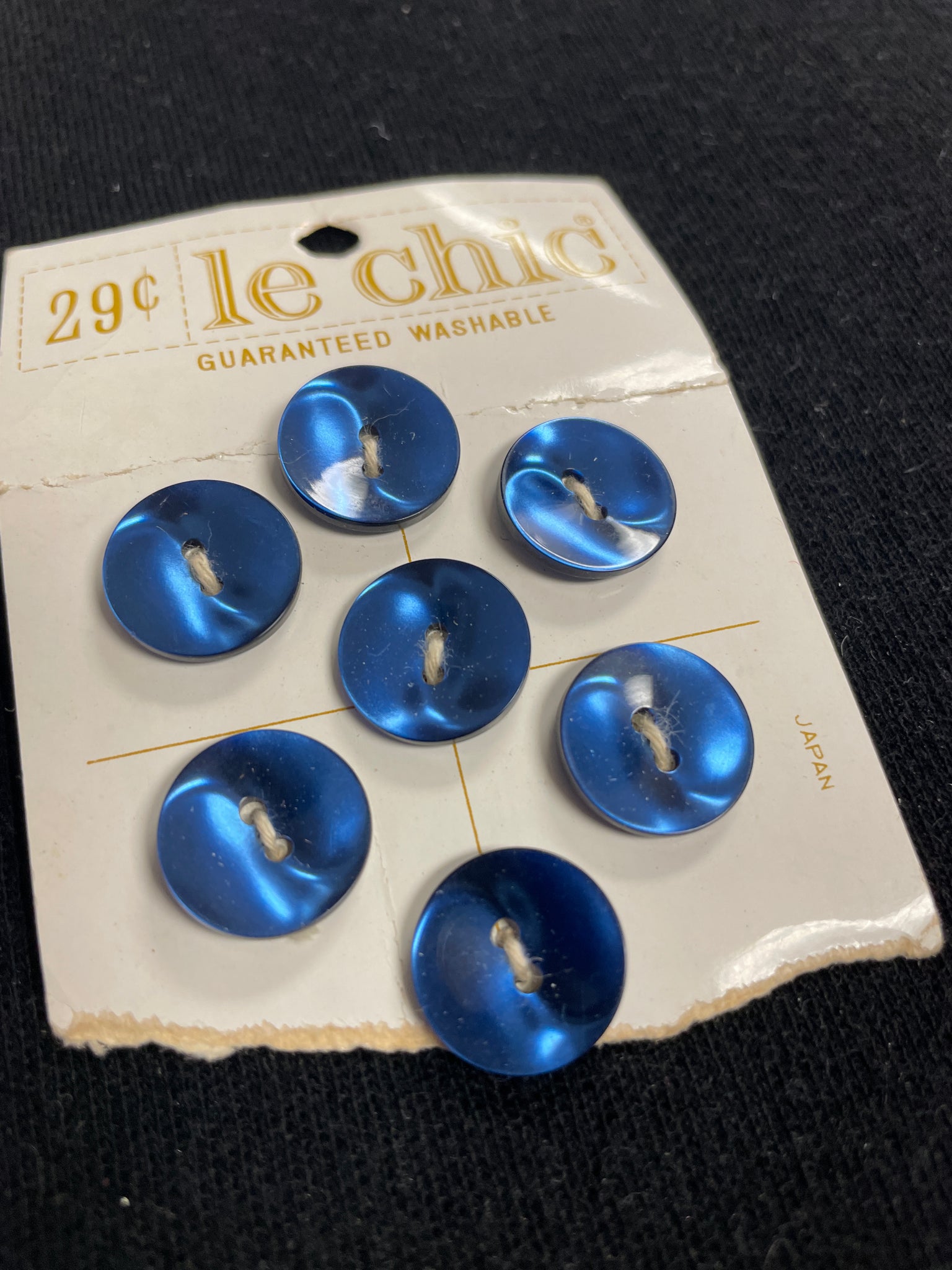 Button Plastic Set of 7 Vintage - Pearlescent Blue