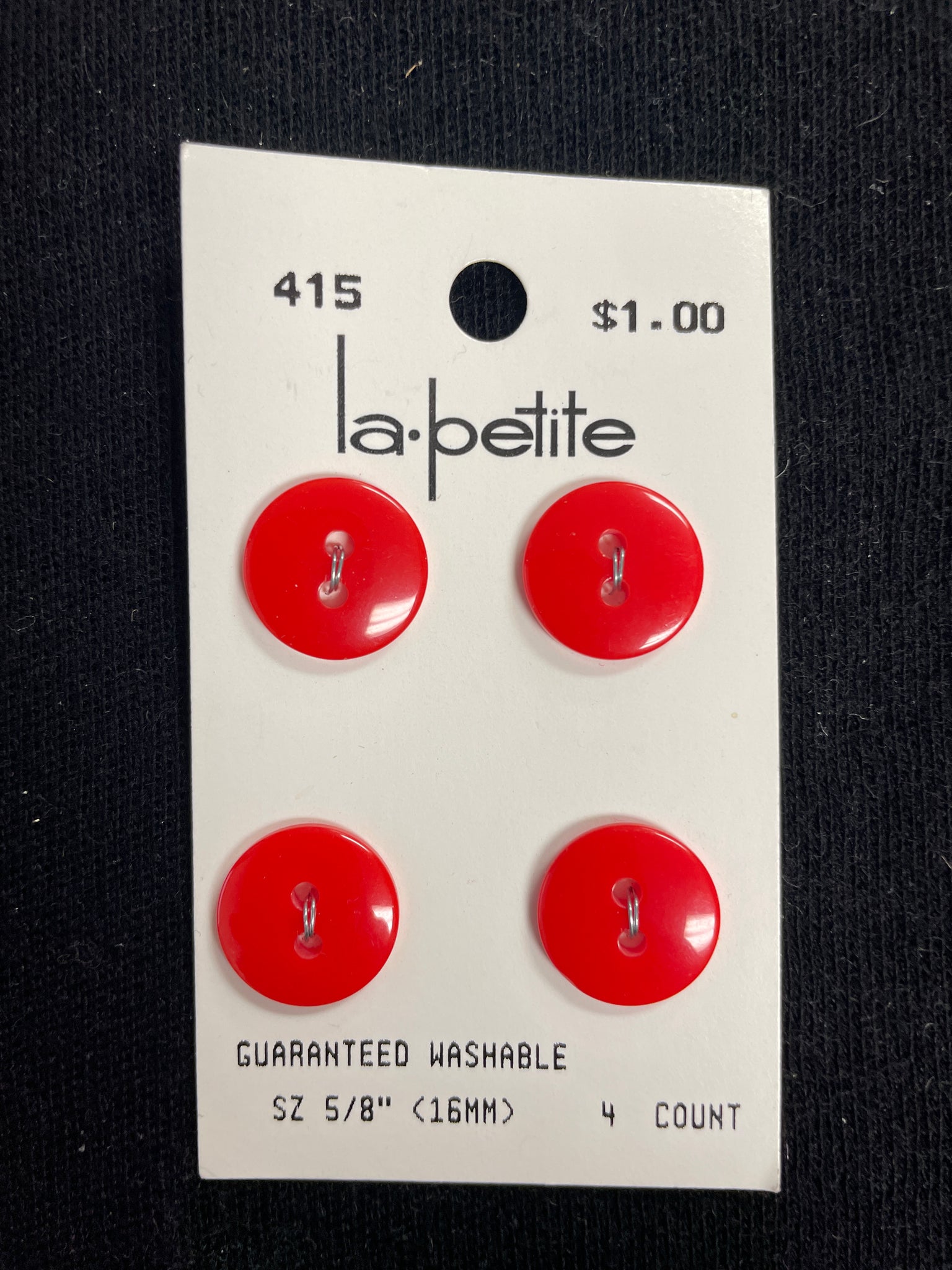 Buttons Plastic Set of 4 - Red