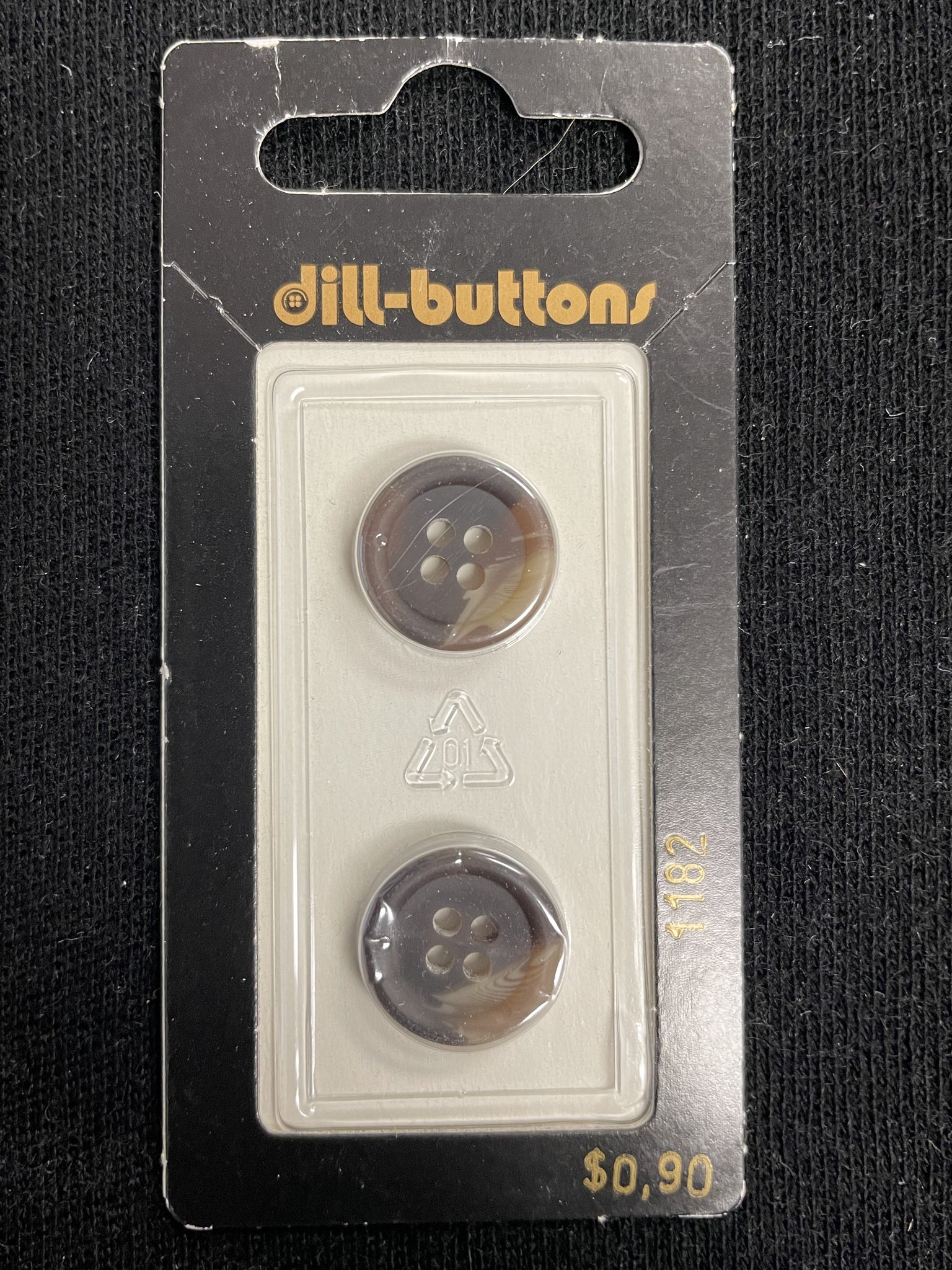 Buttons Plastic Set of 2 Vintage - Marbled Browns