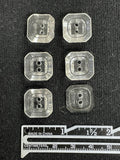 Button Plastic Set of 6 1/2" or 5/8" Vintage - Clear and Colorless Faceted Squares