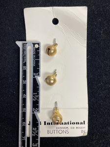 1983 Button Metal Set of 3 Vintage - Brass Jingle Bells