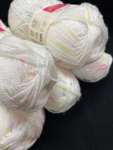 Yarn Acrylic/Wool Blend - White with Pink, Blue, Yellow and Green Specks