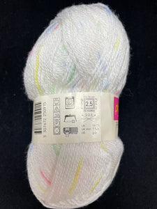 Yarn Acrylic/Wool Blend - White with Pink, Blue, Yellow and Green Specks