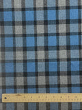 1 1/4 YD Wool/Poly Blend Yarn-Dyed Plaid - Blue, Black and Gray