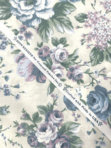 Poly/Cotton - Cream with Blue Flowers