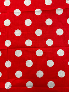 2+ YD Poly/Cotton - Red with White Polka Dots