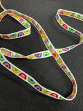 1 1/2 Cotton Ribbon - White with Rainbows