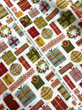 3 7/8 YD Quilting Cotton - White on Off White Background with Christmas Presents