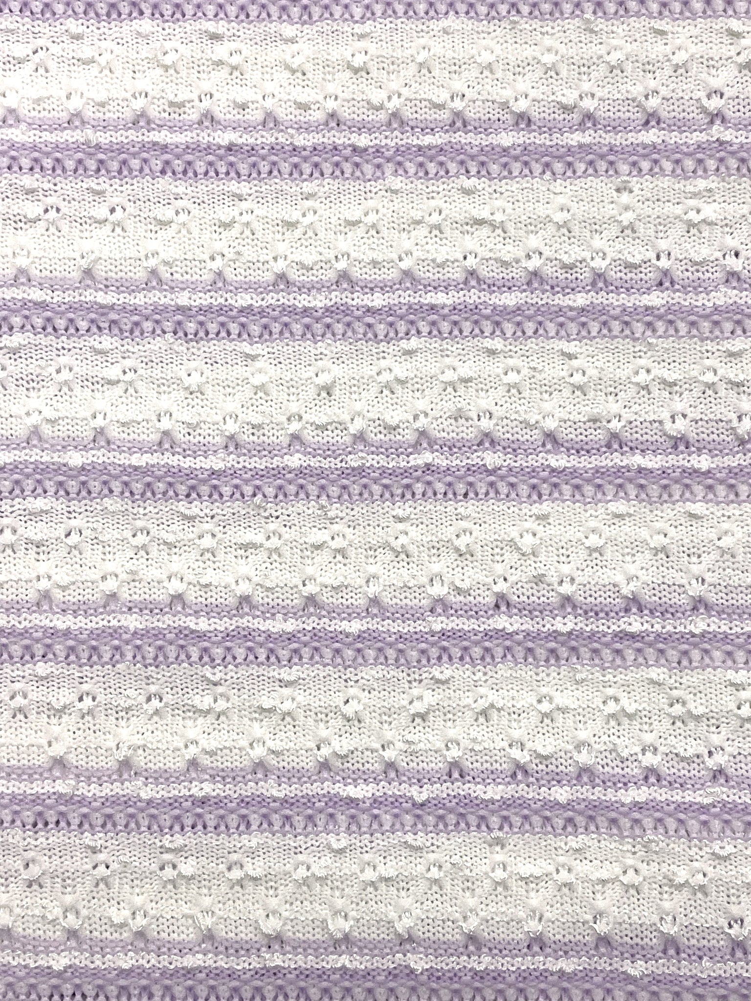 2 3/4 YD Nylon Yarn-Dyed Striped Knit Vintage - White Texture with Lavender