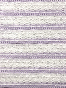 2 3/4 YD Nylon Yarn-Dyed Striped Knit Vintage - White Texture with Lavender