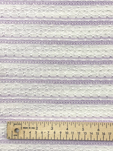 2 3/4 YD Nylon Yarn-Dyed Striped Knit Vintage - White Texture with Lavender