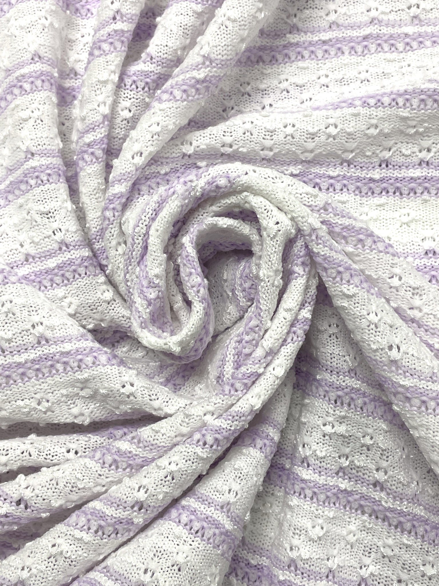 2 3/4 YD Nylon Yarn-Dyed Striped Knit Vintage - White Texture with Lavender